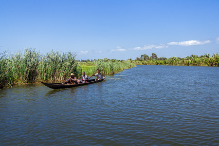 Andrevanto, Madagascar, Nov. 11, 2016:  Transport by dugout canoe on the Pangalanes Canal, east of Madagascarのeditorial素材