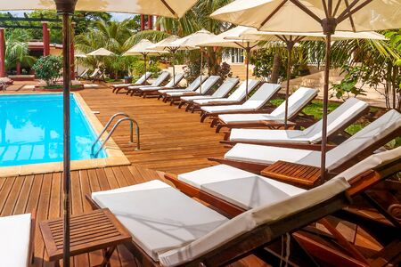 Swimming pool of the luxury tropical hotelの写真素材