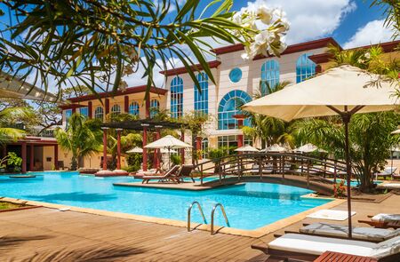 Swimming pool of the luxury tropical hotelの写真素材