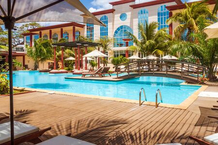 Swimming pool of the luxury tropical hotelの写真素材
