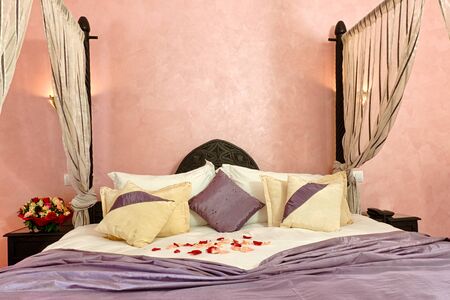 Canopy bed in moroccan luxury hotelの写真素材