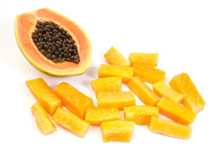 Papaya isolated on white backgorundの写真素材