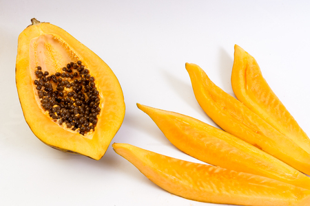 Papaya isolated on white backgorundの写真素材