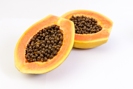 Papaya isolated on white backgorundの写真素材