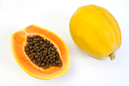 Papaya isolated on white backgorundの写真素材