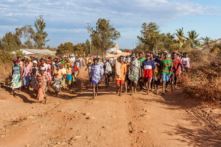 Traditional funeral ceremony in Belo sur Tsiribihina, West of Madagascar on June 30, 2017のeditorial素材