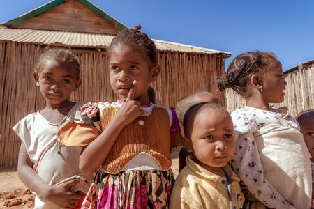 Children from tribal villages along the river Tsiribihina, Western Madagascar on June 2017, 29のeditorial素材