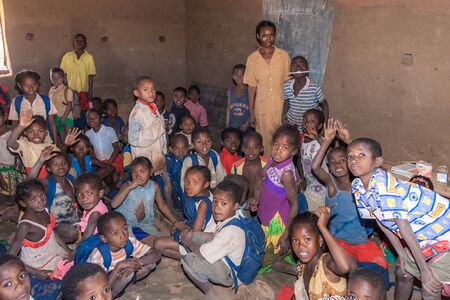 Schoolchilds in a bush school from tribal villages along the river Tsiribihina, Western Madagascar on June 2017, 29のeditorial素材