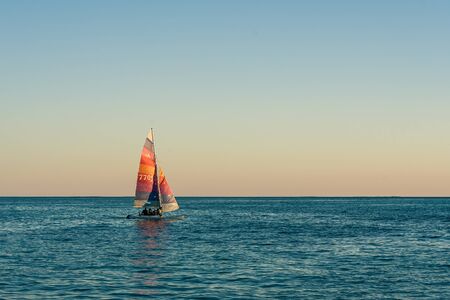 Ankasy, Madagascar, June 09, 2017: hobie cat catamaran and its crew sailing in the lagoon of Ambatomilo in south-west of Madagascarのeditorial素材
