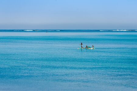 Tsifota, Madagascar, June 09, 2017: Fishing scene of Malagasy fishermen of the Vezo ethnic group in the Ambatomilo lagoon in southwestern Madagascarのeditorial素材