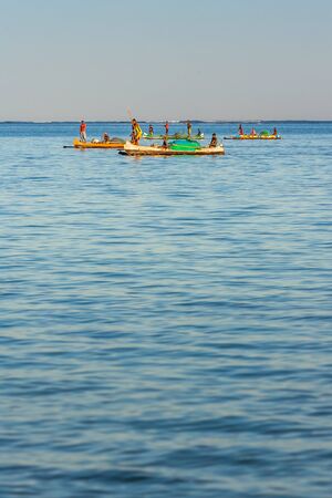 Tsifota, Madagascar, June 08, 2017: Fishing scene of Malagasy fishermen of the Vezo ethnic group in the Ambatomilo lagoon in southwestern Madagascarのeditorial素材