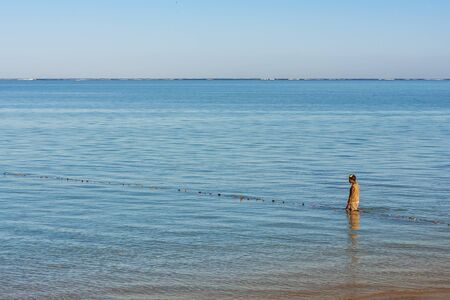 Tsifota, Madagascar, June 08, 2017: Fishing scene of Malagasy fisherman of the Vezo ethnic group in the Ambatomilo lagoon, southwestern Madagascarのeditorial素材