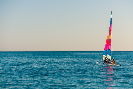 Ankasy, Madagascar, June 09, 2017: hobie cat catamaran and its crew sailing in the lagoon of Ambatomilo in south-west of Madagascarのeditorial素材
