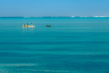 Tsifota, Madagascar, June 09, 2017: Fishing scene of Malagasy fishermen of the Vezo ethnic group in the Ambatomilo lagoon in southwestern Madagascarのeditorial素材