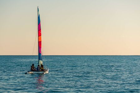 Ankasy, Madagascar, June 09, 2017: hobie cat catamaran and its crew sailing in the lagoon of Ambatomilo in south-west of Madagascarのeditorial素材