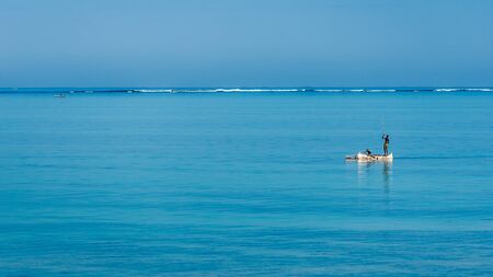 Tsifota, Madagascar, June 09, 2017: Fishing scene of Malagasy fishermen of the Vezo ethnic group in the Ambatomilo lagoon in southwestern Madagascarのeditorial素材
