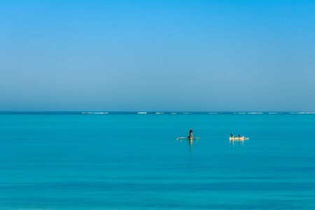 Tsifota, Madagascar, June 09, 2017: Fishing scene of Malagasy fishermen of the Vezo ethnic group in the Ambatomilo lagoon in southwestern Madagascarのeditorial素材