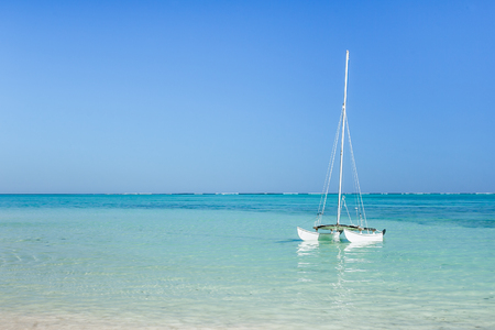 sailing boat in the lagoon of southwestrn Madagascarの写真素材