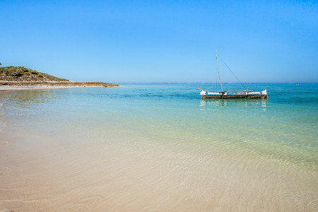 Malagasy outrigger canoe in Ankasy, southwestern Madagascarの写真素材