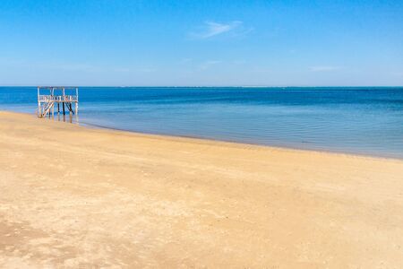 Wooden gazebo on the Ifaty beach, southern Madagascarの写真素材
