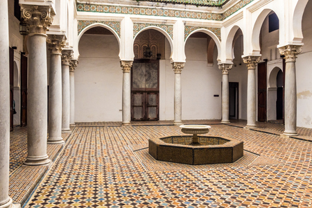 Tangier, Morocco, April 05, 2017: Courtyard interior of the Palace of the Kasbah in the Tangier's medinaのeditorial素材