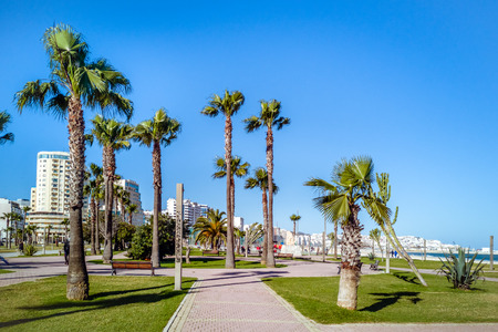 Seafront of Tangier, Morocco, located on the North African coast at the entrance to the Strait of Gibraltar.の写真素材