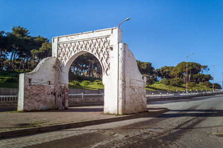 Ancient door of the Bouaraguia  cemetery in Tangier, Moroccoの写真素材