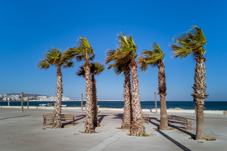 Seafront of Tangier, Morocco, located on the North African coast at the entrance to the Strait of Gibraltar.の写真素材