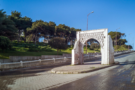 Ancient door of the Bouaraguia  cemetery in Tangier, Moroccoの写真素材
