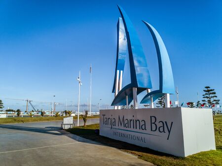 Tangier, Morocco, December 21, 2018: Entrance of Tanja Marina Bay, the new marina of Tangier, north of Moroccoのeditorial素材