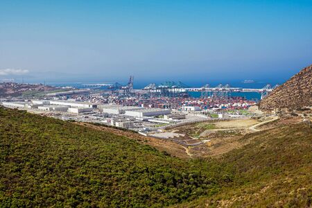 The port of Tangier Med located on the Strait of Gibraltar in northern Morocco is the largest port in Africaの写真素材