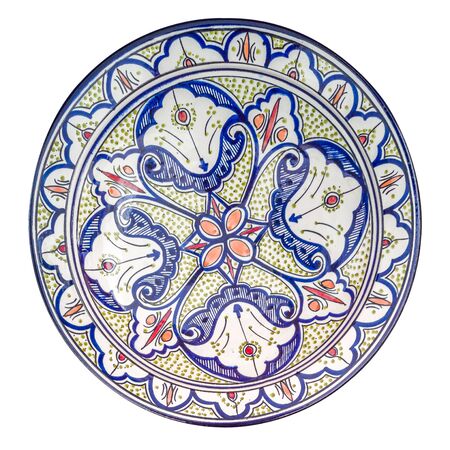 Moroccan ceramic plate with handmade decorationsの写真素材