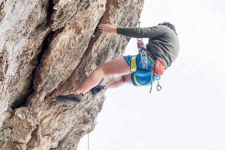 dossena Italy February 2017: natural rock gym equipped for aprendere the secrets of climbingの写真素材