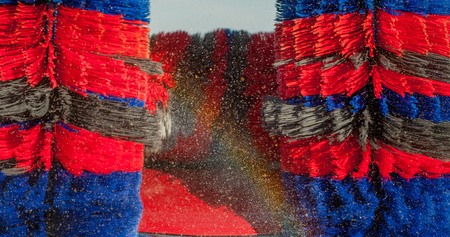 Car between washing rollersの写真素材