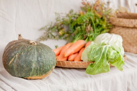 autumn season vegetable composition from the fruit vineyardの写真素材