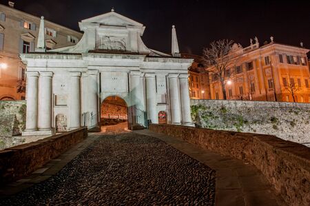 bergamo: high city at nightの写真素材