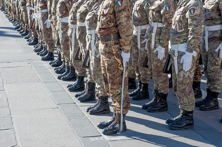 March 18th 2016 milano italy:military parade in the cathedral squareのeditorial素材