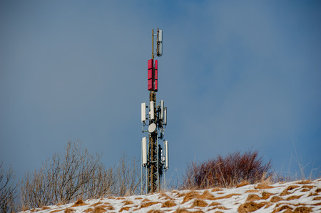 pole for support of telephone repeatersの写真素材