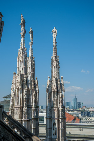 spiers of the cathedral of Milanの写真素材