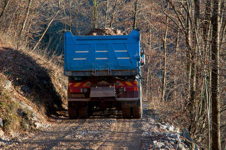 mountain road constructionの写真素材