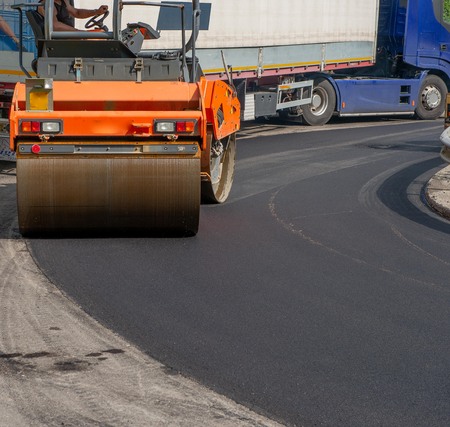 reconstruction of the road with new asphalt