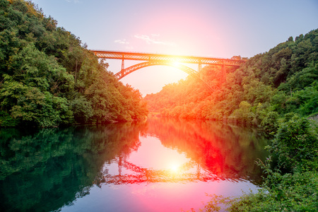 iron bridge on the river addaの写真素材