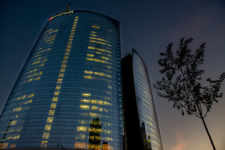 tower in Piazza Gae Aulenti in Milanのeditorial素材