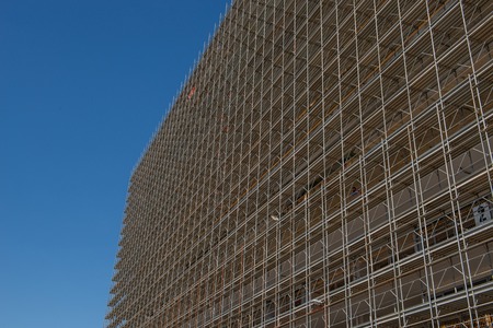 Milan Italy September 26th 2018:scaffold for renovation of old buildingのeditorial素材