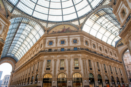 Milan Italy September 26th 2018:elegant shops in Galleria Vittorio Emanuele in Milanのeditorial素材