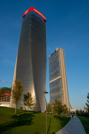 Milan Italy September 26th 2018:Sculpture in the district of the three towers of Milan. By Pascale Marthine Tayou, Coloris.のeditorial素材