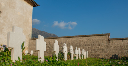 marble crosses in the cemetery