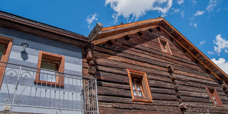 wooden house in the mountainsのeditorial素材