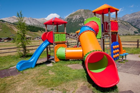 Livigno italy 27th July 2015: park equipped with games for childrenのeditorial素材