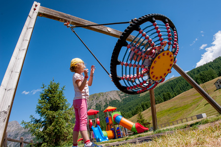 Livigno italy 27th July 2015: park equipped with games for childrenのeditorial素材